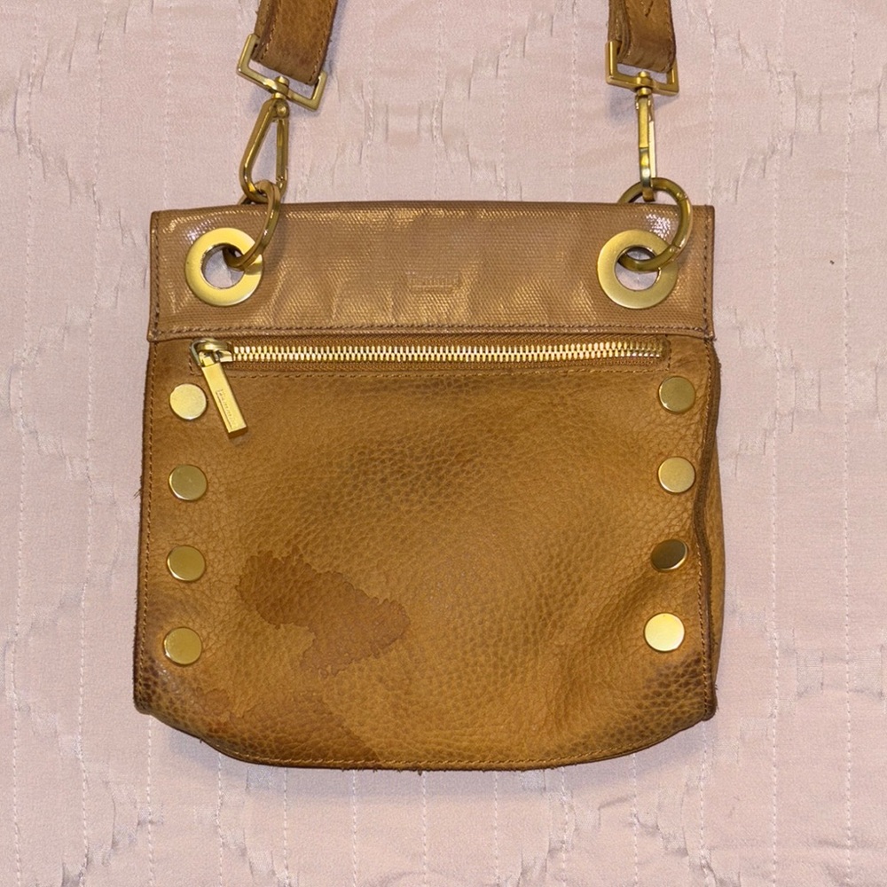 Hammitt Stylish Tan Leather Crossbody Bag, Used Condition